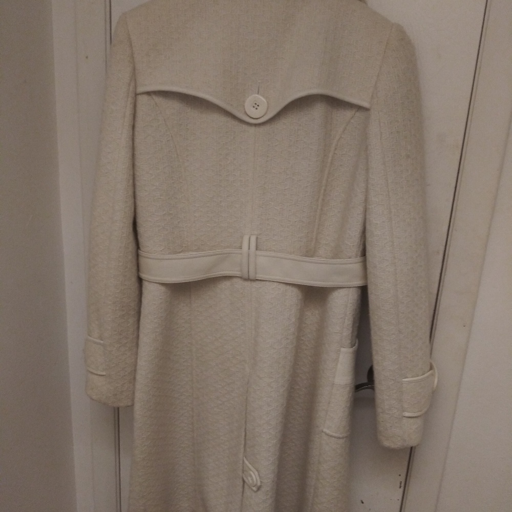 Marciano Ivory Lamb Leather Trim Trench Coat